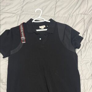 Alexander McQueen Kids Black Polo with Branded Strap Detail